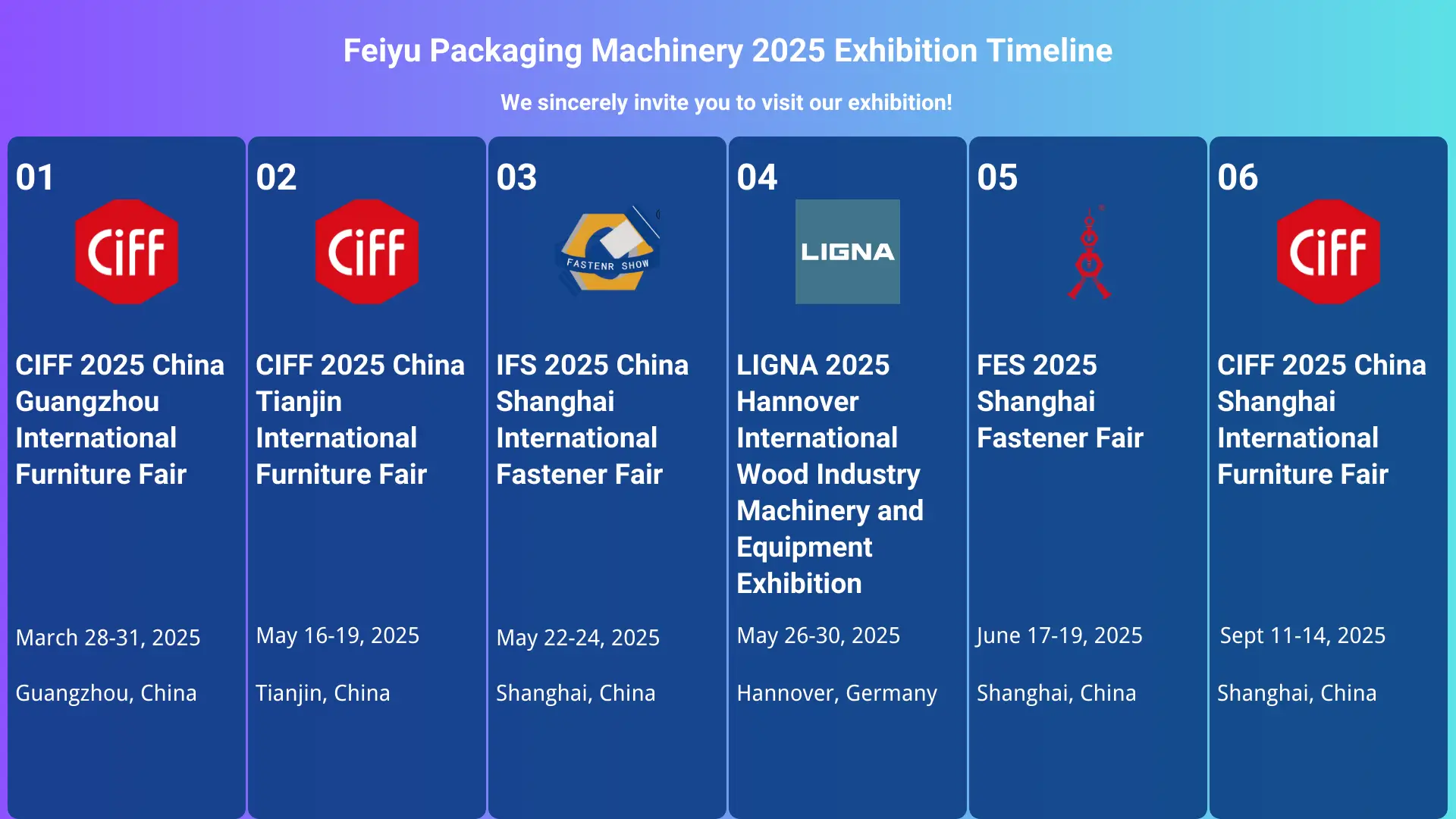 График проведения выставки «Feiyu Packaging Machinery 2025»